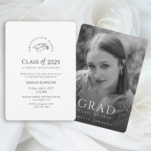 Black and White Modern Graduation Party Invitation