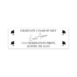 Black and White Modern Graduation Return Address Self-inking Stamp
