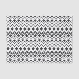 Black and White Modern Hand Drawn Tribal Aztec Tissue Paper
