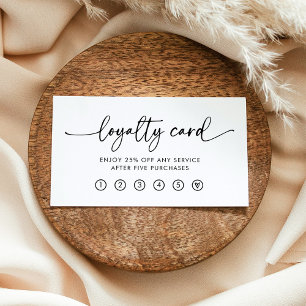 Black and White Modern Handwritten Script Loyalty Card