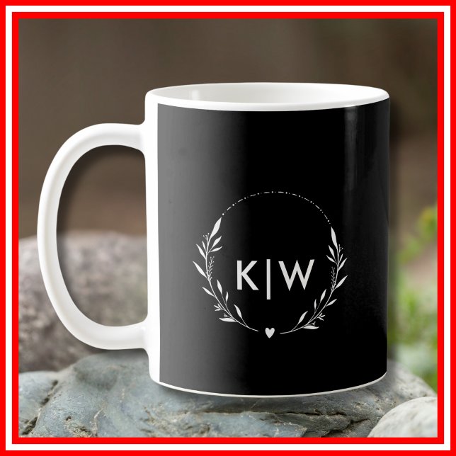 Black and White | Modern Initials Monogram Coffee Mug (Black and White | Modern Initials Monogram Coffee Mug)