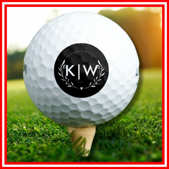 Black and White | Modern Initials Monogram Golf Balls (Black and White | Modern Initials Monogram Golf Balls)