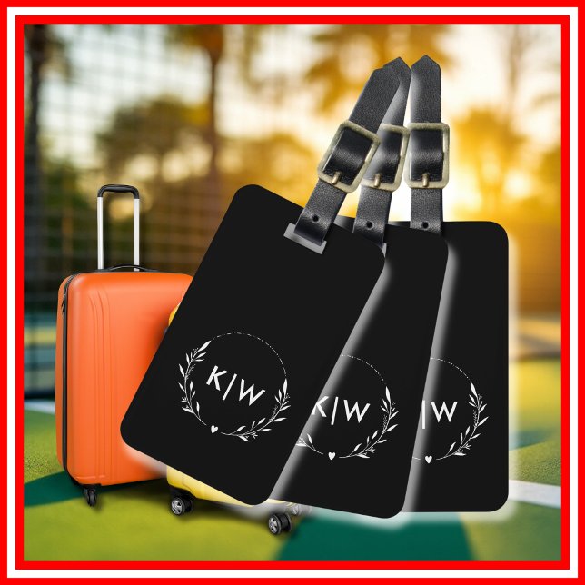 Black and White | Modern Initials Monogram Luggage Tag (Black and White | Modern Initials Monogram Luggage Tag)