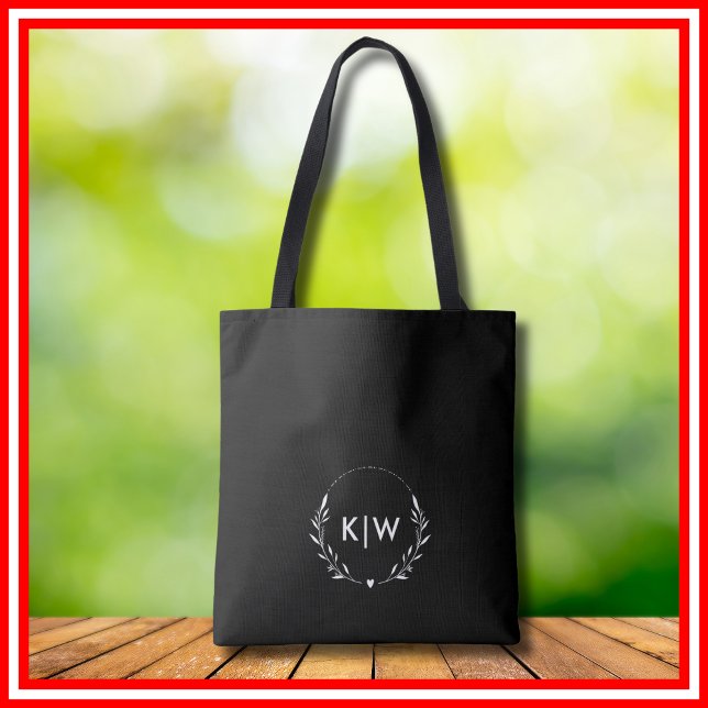 Black and White | Modern Initials Monogram  Tote Bag (Black and White | Modern Initials Monogram Tote Bag)
