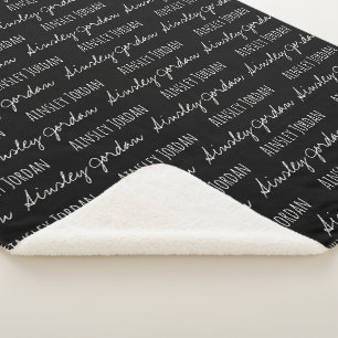 Black and White Modern Keepsake Baby Custom Sherpa Blanket