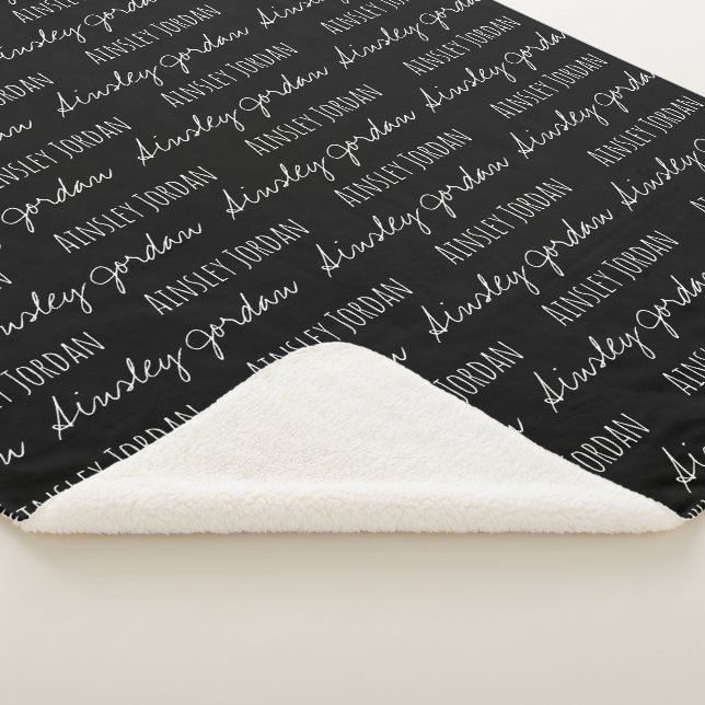 Black and White Modern Keepsake Baby Custom Sherpa Blanket (3/4)