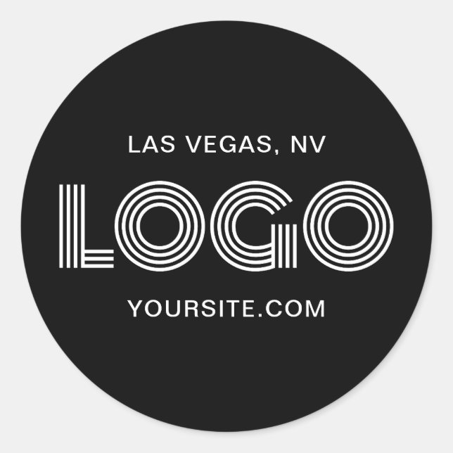 Black and White Modern Logo Promo Classic Round Sticker (Front)