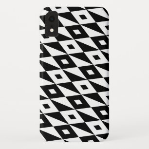 Black and white modern lozenges pattern iPhone XR case
