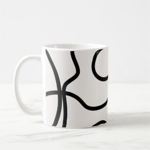 Black And White Modern Minimal Line Brush Strokes Coffee Mug
