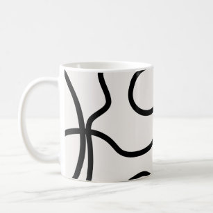 Black And White Modern Minimal Line Brush Strokes Coffee Mug