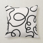 Black And White Modern Minimal Line Brush Strokes Throw Pillow<br><div class="desc">Mid Century Modern Abstract Brush Strokes – Minimal Line – Cream white background with black minimal lines.</div>