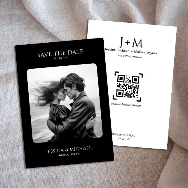 Black and White Modern Minimal Photo Wedding Save The Date (Creator Uploaded)