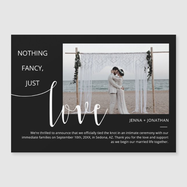 Black and White Modern Minimal Script Photo Magnet (Front)