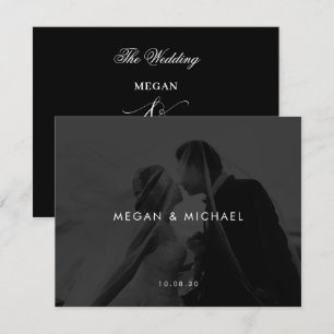 Black and white modern minimalist photo wedding invitation