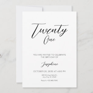 Black and white modern minimalist simple birthday invitation