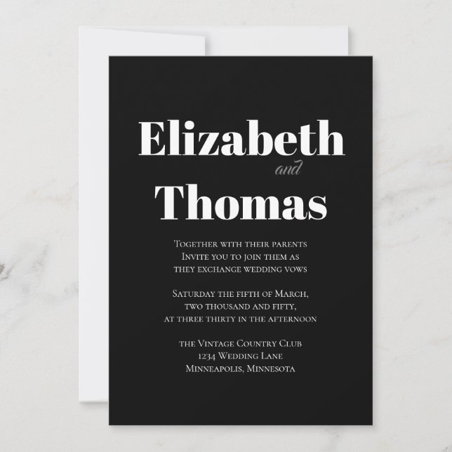 Black and White Modern Minimalist Simple Bold Invitation (Front)