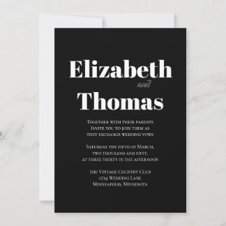 Black and White Modern Minimalist Simple Bold Invitation