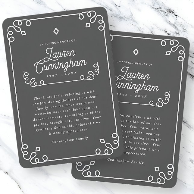 Black and White Modern Minimalist Simple Funeral Thank You Card (Creator Uploaded)