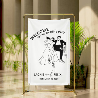 Black and White Modern Minimalist Wedding Banner