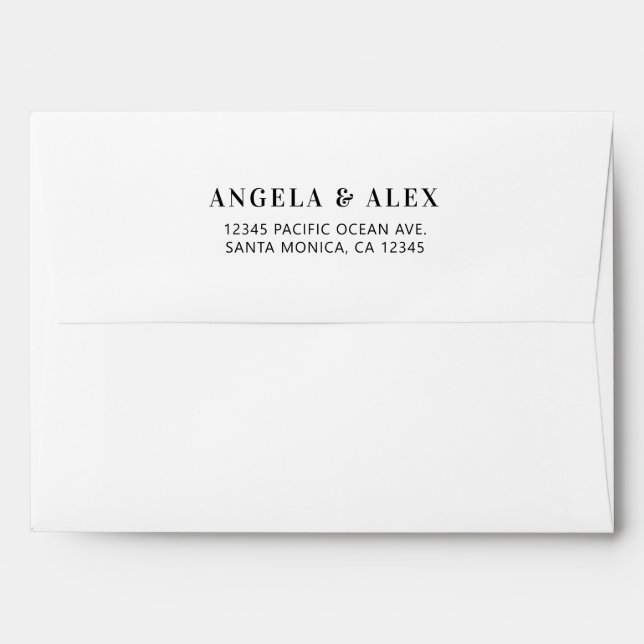 Black and White Modern Minimalist Wedding Envelope (Back (Top Flap))