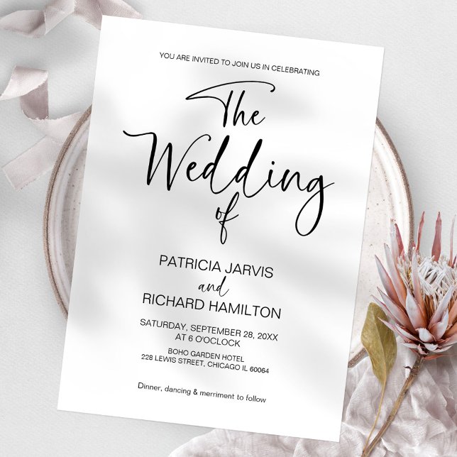 Black And White Modern Minimalist Wedding  Invitation (Creator Uploaded)