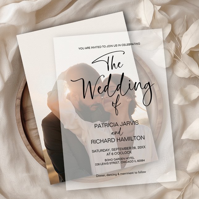 Black And White Modern Minimalist Wedding  Vellum Invitations (Creator Uploaded)