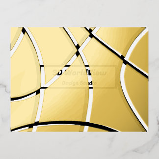 black and white Modern Minimalistic Abstract  Foil Holiday Postcard