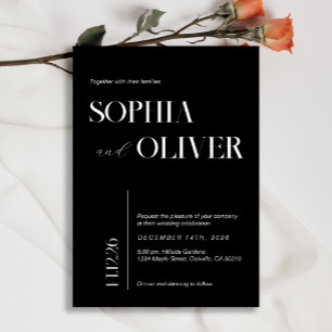 Black and white modern minimalistic typography invitation