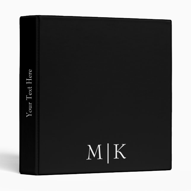 Black and White | Modern Monogram Binder (Front/Spine)