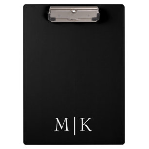 Black and White   Modern Monogram Clipboard