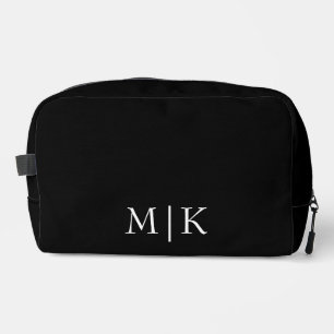 Black and White Modern Monogram Dopp Kit