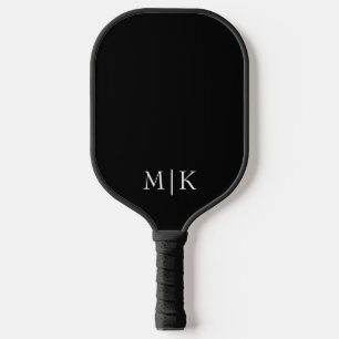 Black and White Modern Monogram Pickleball Paddle
