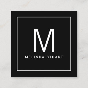 Black and White Modern Monogram Square Business Card