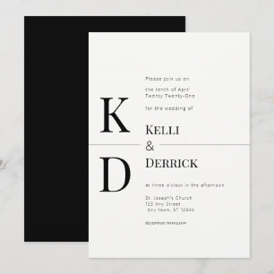 Black and White Modern Monogram Wedding Invitation