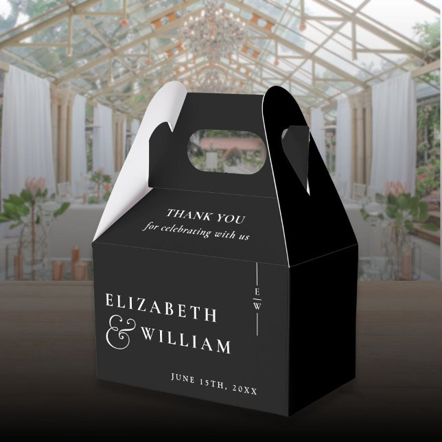 Black And White Modern Monogram Wedding Thank You  Favor Box (Creator Uploaded)