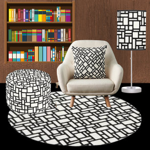 Black And White Modern Mosaic Throw Pillow