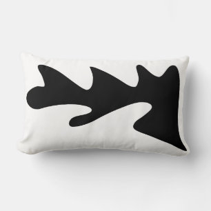 Black and White Modern Organic Abstract wavy Lumbar Pillow