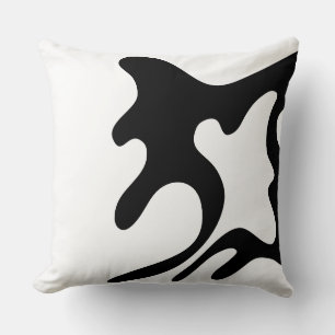 Black and White Modern Organic Abstract wavy Throw Pillow