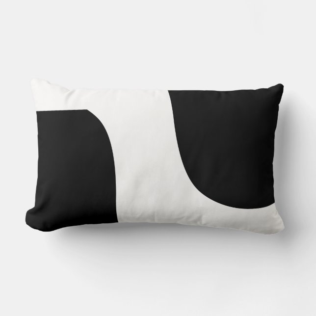 black and white modern  pattern lumbar pillow (Front)