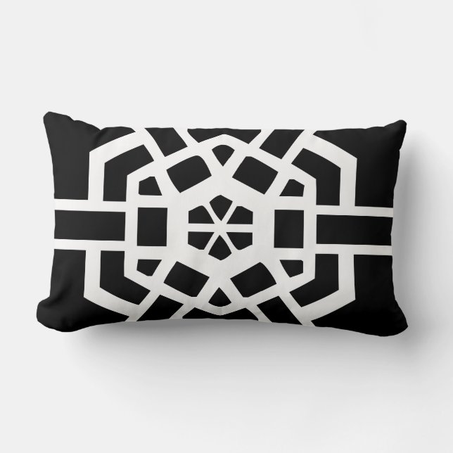 black and white modern pattern lumbar pillow (Front)