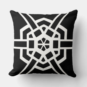 black and white modern pattern throw pillow