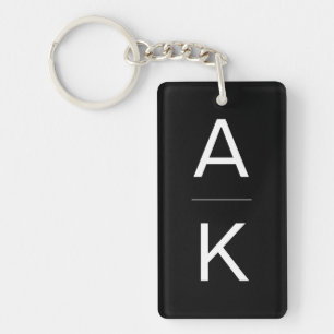 Black and white modern personalized monogram keychain