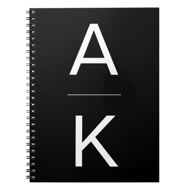 Black and white modern personalized monogram notebook (Front)