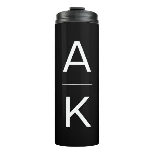 Black and white modern personalized monogram thermal tumbler