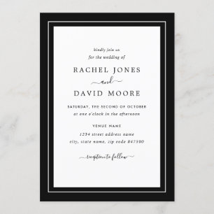 Black And White Modern Photo Wedding Invitation