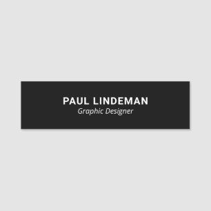 Black and White Modern Professional Name Tag 