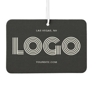Black and White Modern Rectangular Logo and Photo Air Freshener