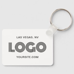 Black and White Modern Rectangular Logo Keychain