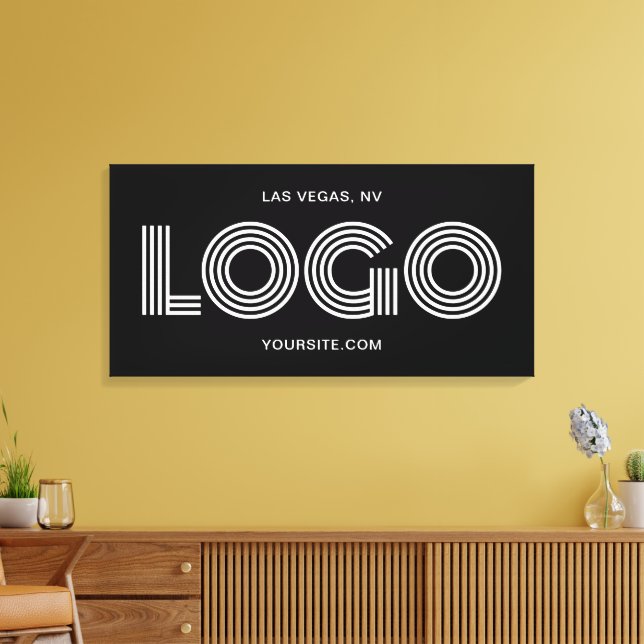 Black and White Modern Rectangular Logo Promo Canvas Print (Insitu(LivingRoom))