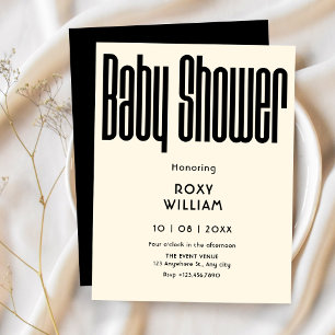 Black and white Modern Retro baby shower Invitation